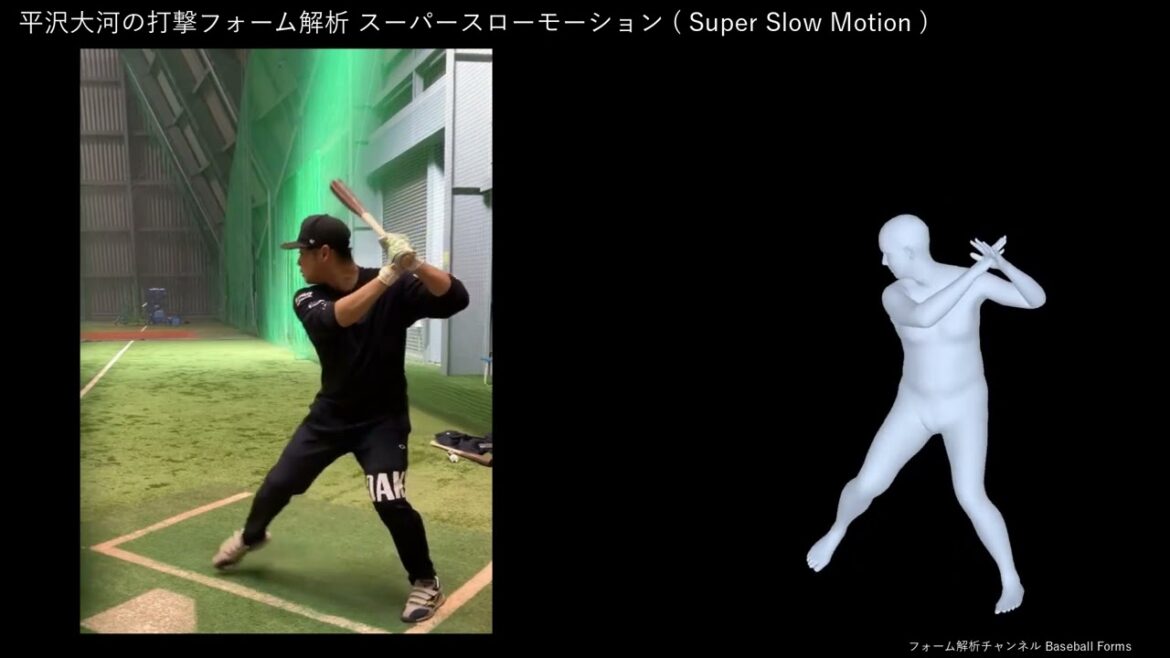 平沢大河の打撃フォーム解析 スローモーション 千葉ロッテ 打撃練習 【横から】