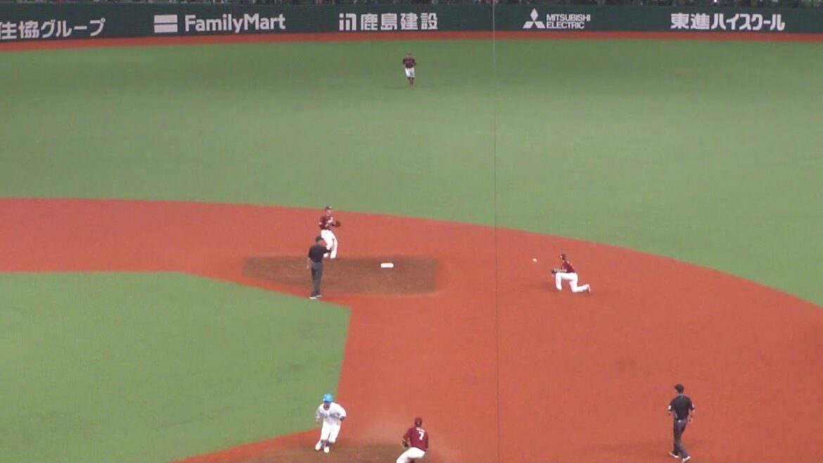 楽天 小深田大翔 キャッチによるダブルプレー　西武 vs 楽天　2024年4月21日(日)