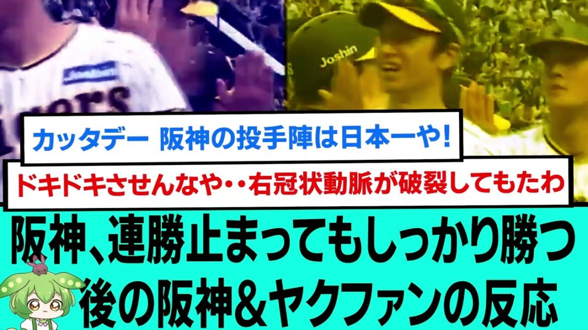 阪神、連勝止まってもしっかり勝つwww後の阪神&ヤクファンの反応【阪神タイガース/プロ野球/なんJ2ch5chスレまとめ/セリーグ/大山悠輔/森下翔太/近本光司/小幡竜平/2024年4月27日】