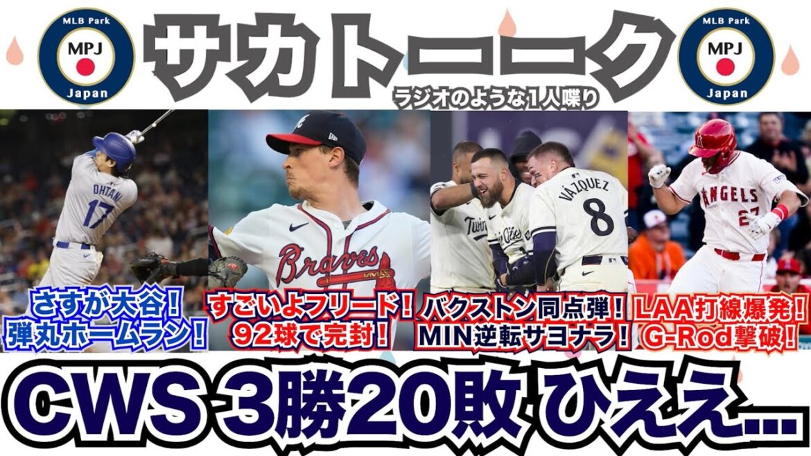 【27/162】さすが大谷！弾丸ホームラン！M.フリードすげえ92球で見事完封！B.バクストンで追いつく！キリロフでサヨナラのツインズ！エンゼルス打線爆発！難敵G-Rodを撃破！