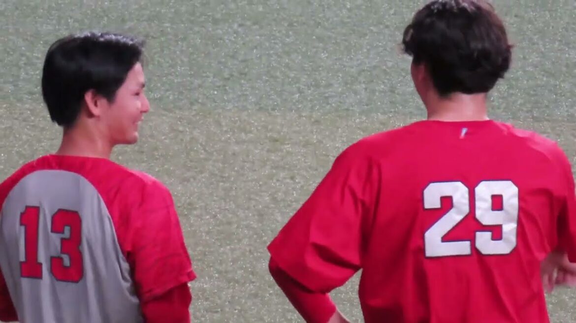 広島カープ29 ケムナ誠　一軍で元気に登板準備中❗　バンテリンドーム　試合前練習　2024.4.28