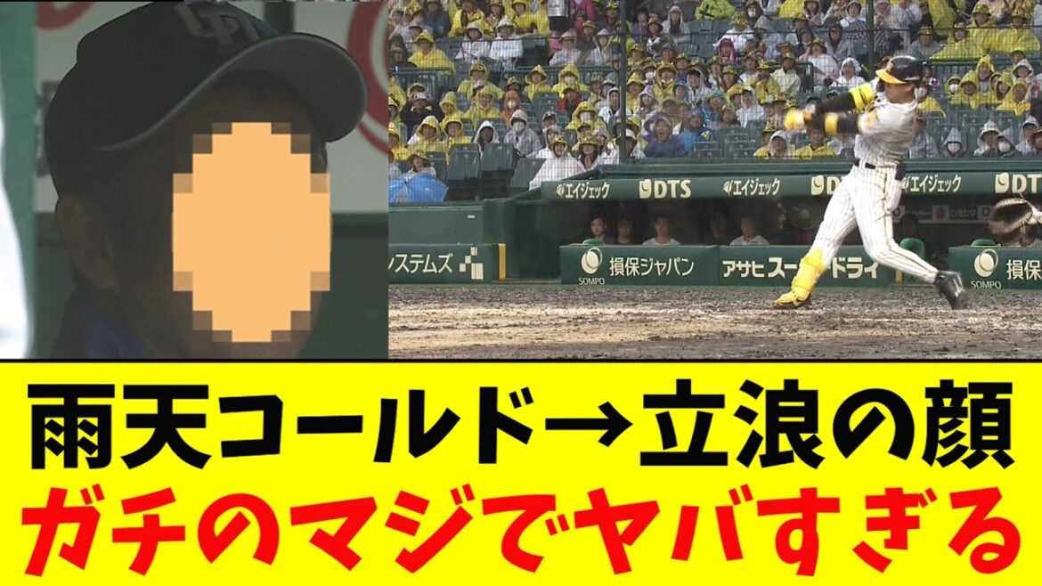 阪神・佐藤輝明のホームラン→雨天コールドになった瞬間の中日・立浪監督の顔がガチのマジでヤバすぎるとなんｊ民とプロ野球ファンの間で話題に【なんJ反応集】