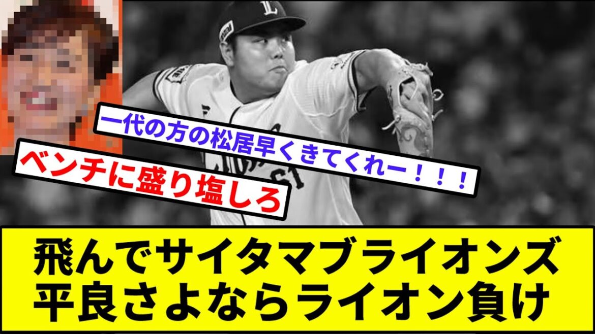 【もう尾張だ猫の球団】飛んでサイタマブライオンズ、平良さよならライオン負け【なんJ反応】【プロ野球反応集】【2chスレ】【1分動画】【5chスレ】【西武ライオンズ】【日本ハム】