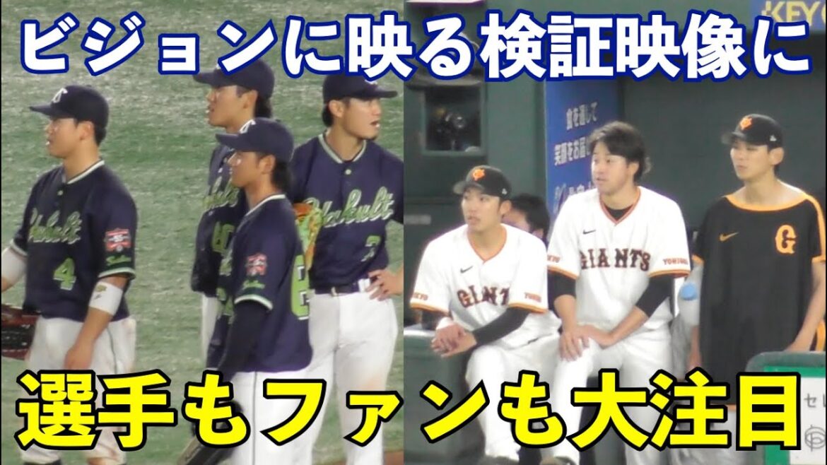 巨人9回裏の維持の攻撃！ビジョンに映ったリクエスト検証映像に選手もファンも大歓声！判定に時間を要するもまさかのアウトで試合終了に！巨人vsヤクルト 9回裏
