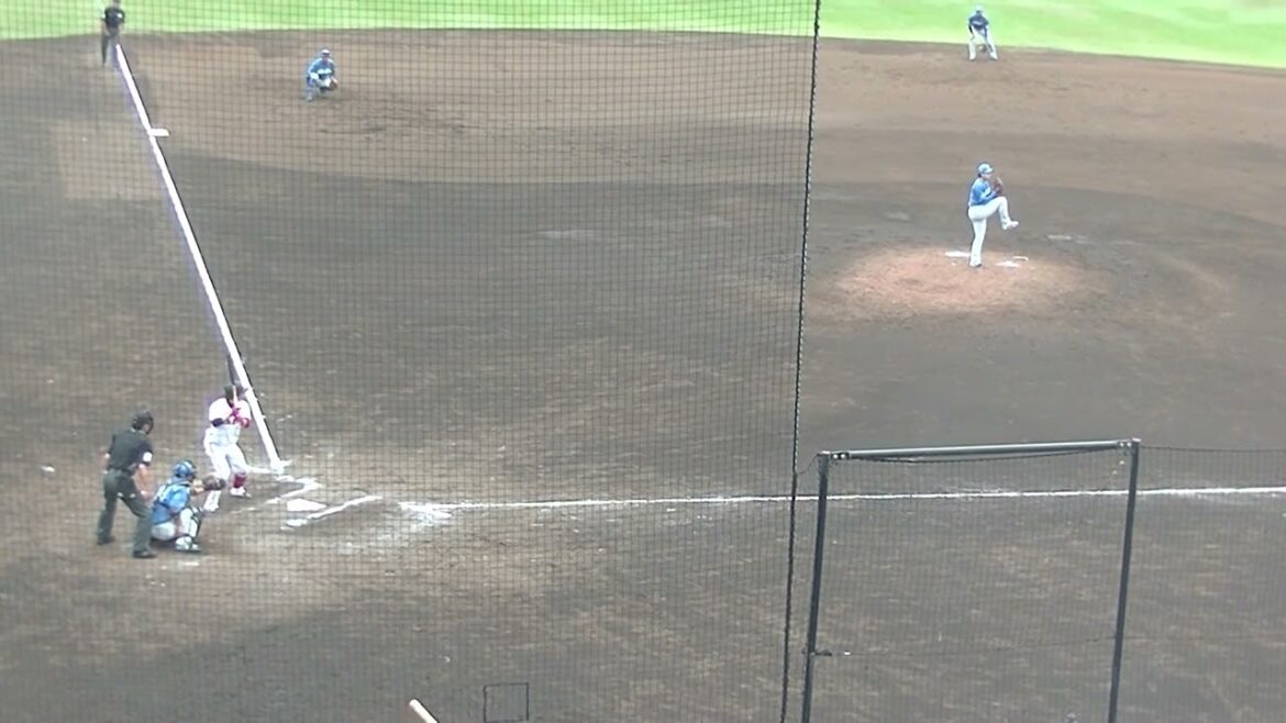 堀瑞輝が増田大輝をセンターフライに打ち取る（2024年4月18日  読売ジャイアンツ対 日本ハムファイターズ 2軍）