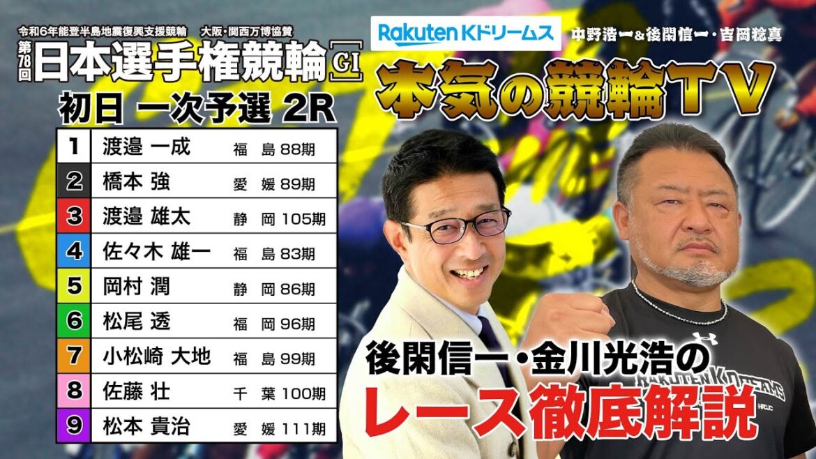 いわき平競輪GⅠ 能登半島支援 大阪・関西万博協賛 第78回日本選手権競輪2024 一次予選&勝利者インタビュー｜後閑信一・金川光浩のレース徹底解説【本気の競輪TV】