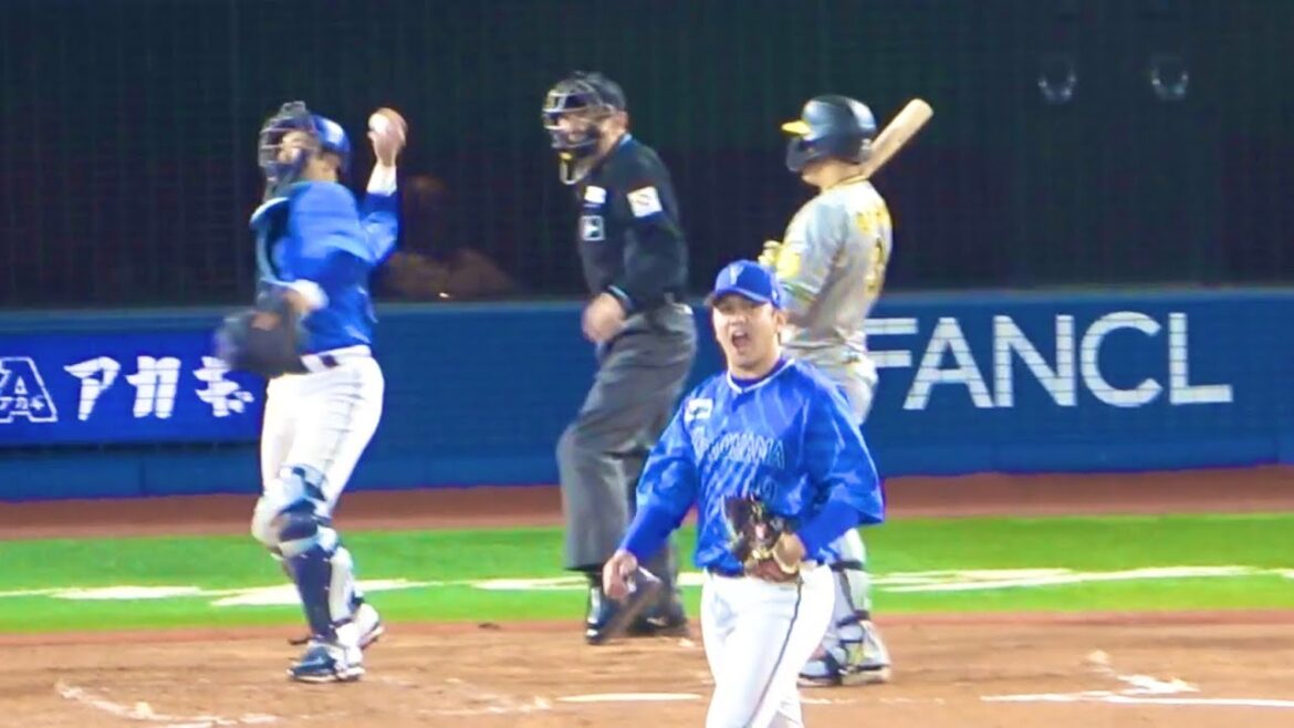 大山を三球三振で仕留め、吠える山﨑康晃 横浜DeNAベイスターズ 2024/4/23