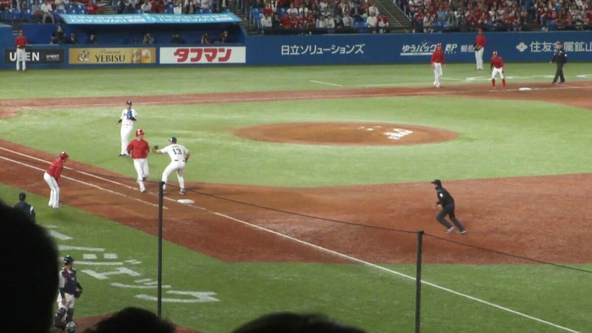 ヤクルト 長岡秀樹 好判断でナイスプレー 堂林翔太 判断による走塁ミス　ヤクルト vs 広島　2024年4月25日(木)