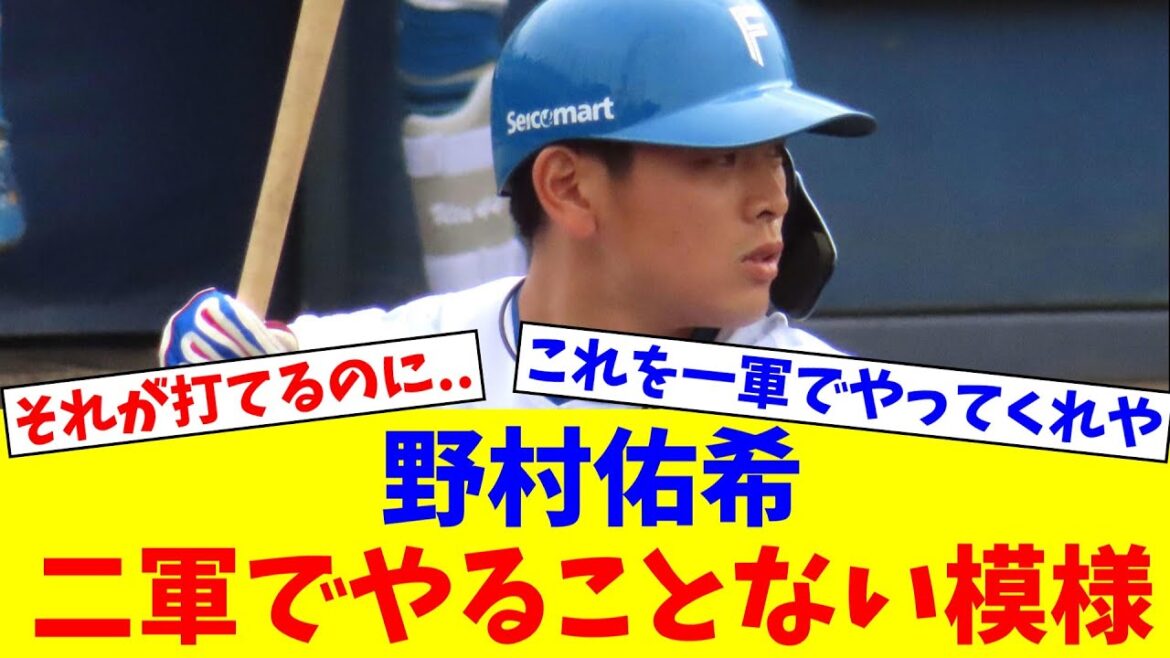 日本ハム野村佑希、二軍でやることない模様【なんJ反応】【プロ野球反応集】【2chスレ】【5chスレ】