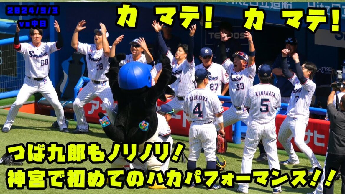 つば九郎も参加！増田くんのハカパフォーマンスにノリノリ！！　2024/5/3 vs中日