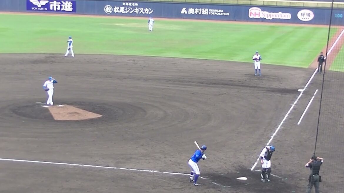 2アウトから知野直人が堀瑞輝より四球を選ぶ（2024年4月23日 日本ハムファイターズ対 横浜DeNAベイスターズ 2軍）