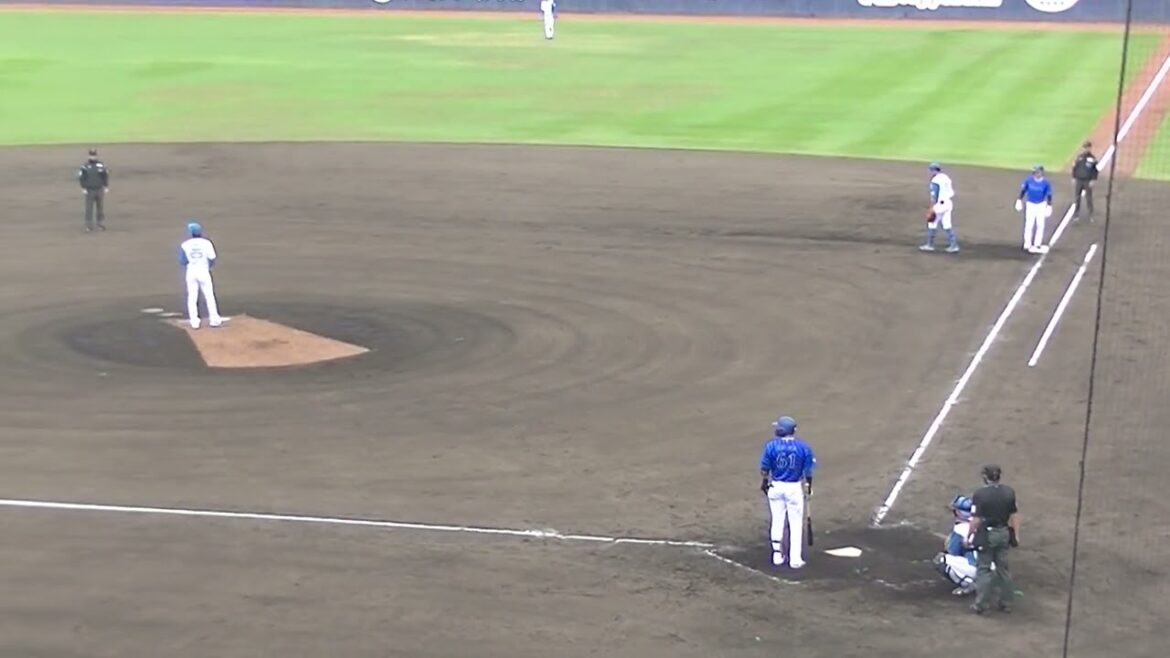 宮西尚生が神里和毅がヒット打つも蛯名達夫を空振り三振（2024年4月23日 日本ハムファイターズ対 横浜DeNAベイスターズ 2軍）