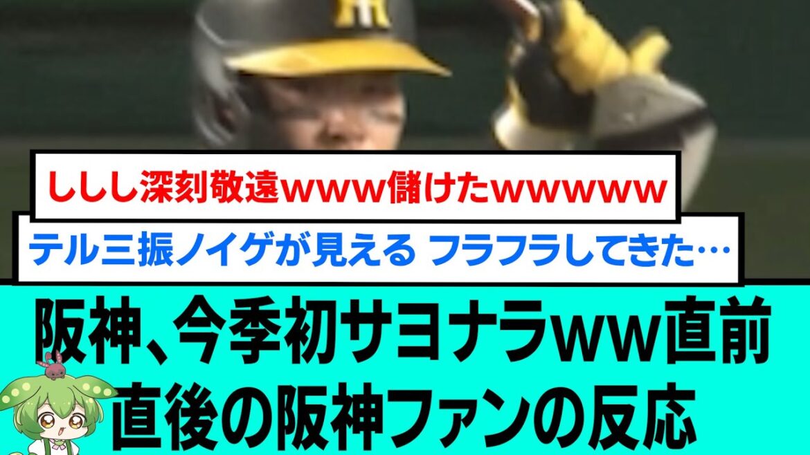 阪神、今季初サヨナラwww直前直後の阪神ファンの反応【阪神タイガース/プロ野球/なんJ2ch5chスレまとめ/セリーグ/森下翔太/佐藤輝明/2024年4月18日】