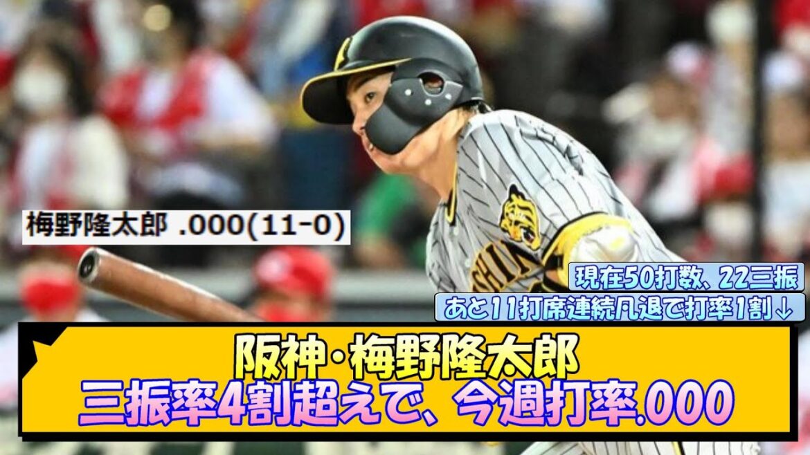 阪神・梅野隆太郎 三振率4割超えで今週打率.000【なんJ/2ch/5ch/ネット 反応 まとめ/阪神タイガース/岡田監督】