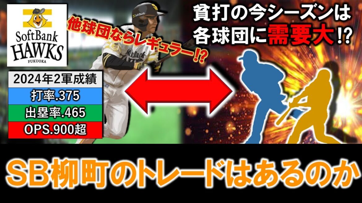 【他球団ならレギュラー！？】ソフトバンク『柳町 達』が２軍戦で打率.３７５＆ＯＰＳ.９００超と無双中も１２球団でＴＯＰクラスの外野を誇るホークスでは未だ１軍昇格ナシ！今後トレードの可能性はあるのか！？