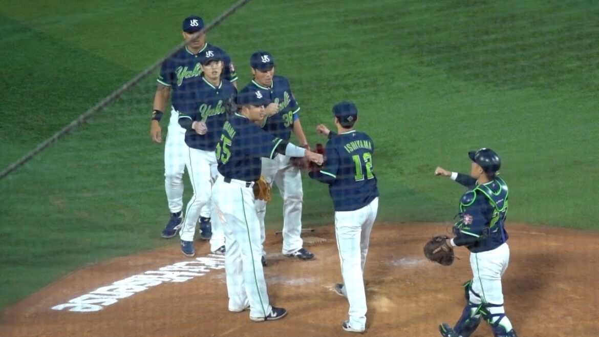 石山泰稚が締めて連敗ストップ！勝利の瞬間 ハイタッチ！東京ヤクルトスワローズ 2024/05/08