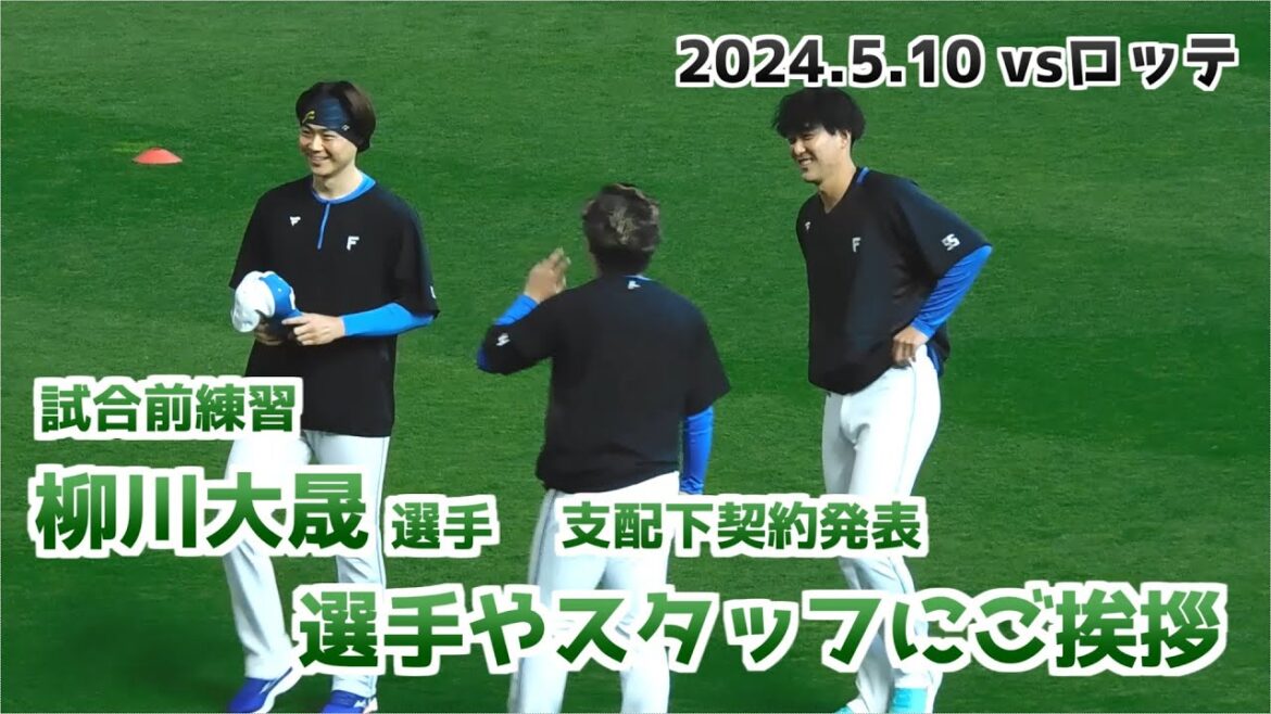 【日本ハム】試合前練習の様子 (柳川選手 支配下契約発表後のご挨拶、他選手の様子など) 【2024年5月10日】