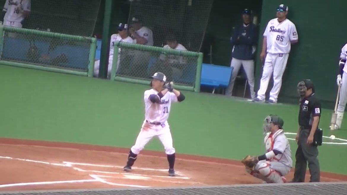 【スワローズ】山崎晃太郎 犠牲フライ時のバッティングフォームとスイング＜2軍・ヤクルトスワローズ対 読売ジャイアンツ  2024年5月6日＞