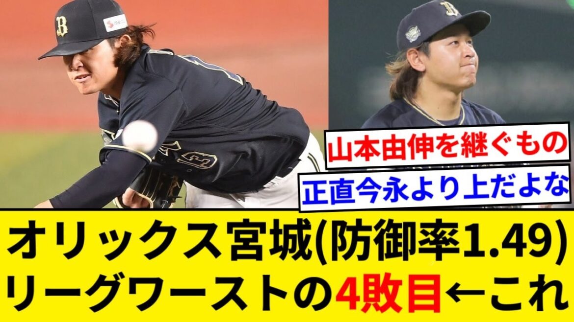 オリックス宮城大弥(防御率1.49)リーグワーストの4敗目←これ【なんJまとめ】【なんGまとめ】
