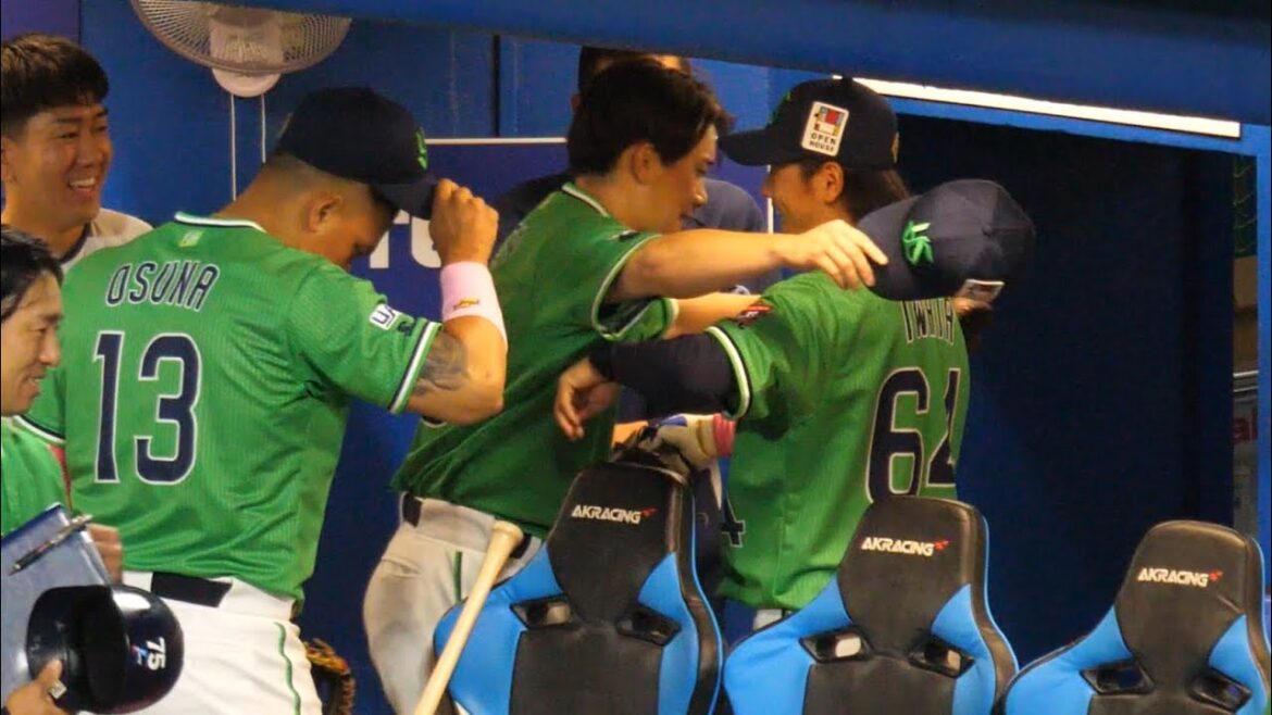 岩田くん　ヤクルトのピンチを救う好返球！木澤くんからハグされる！　2024/5/12 vs巨人