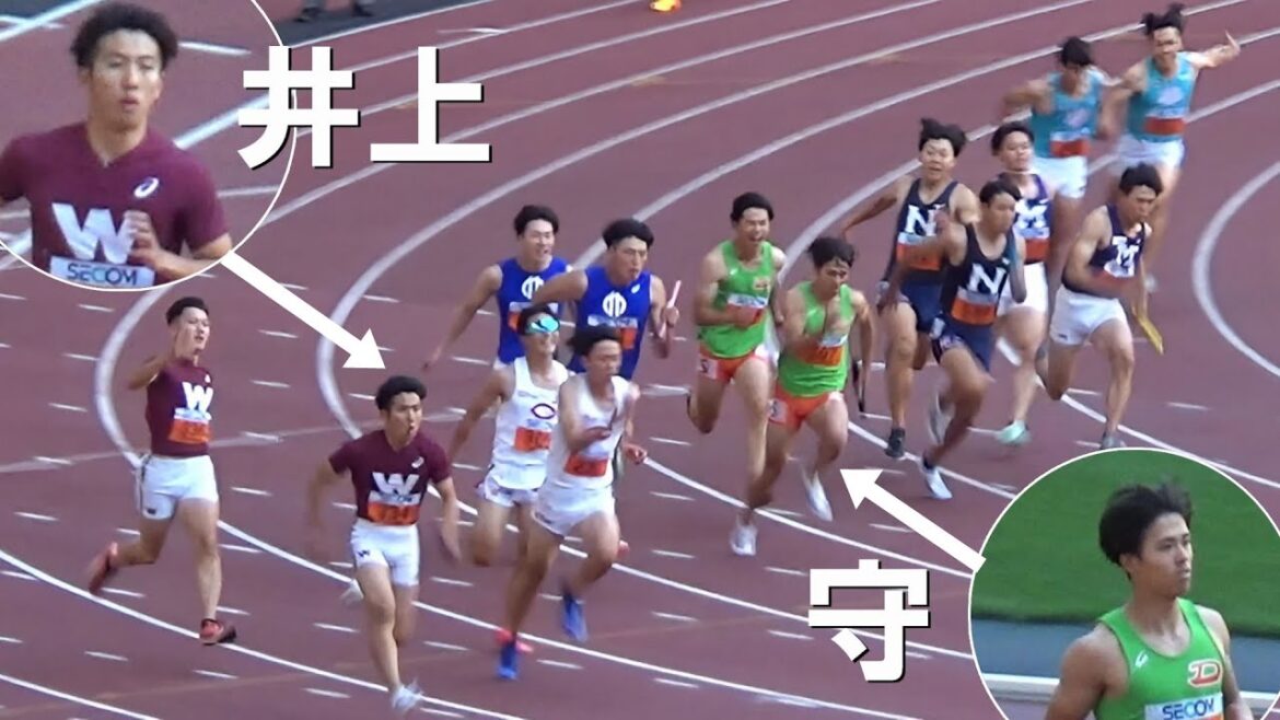 アンカー対決 決勝 1部 男子リレー 4x100m 関東インカレ陸上2024 アンカー対決 決勝 1部 男子リレー 4x100m 関東インカレ陸上2024