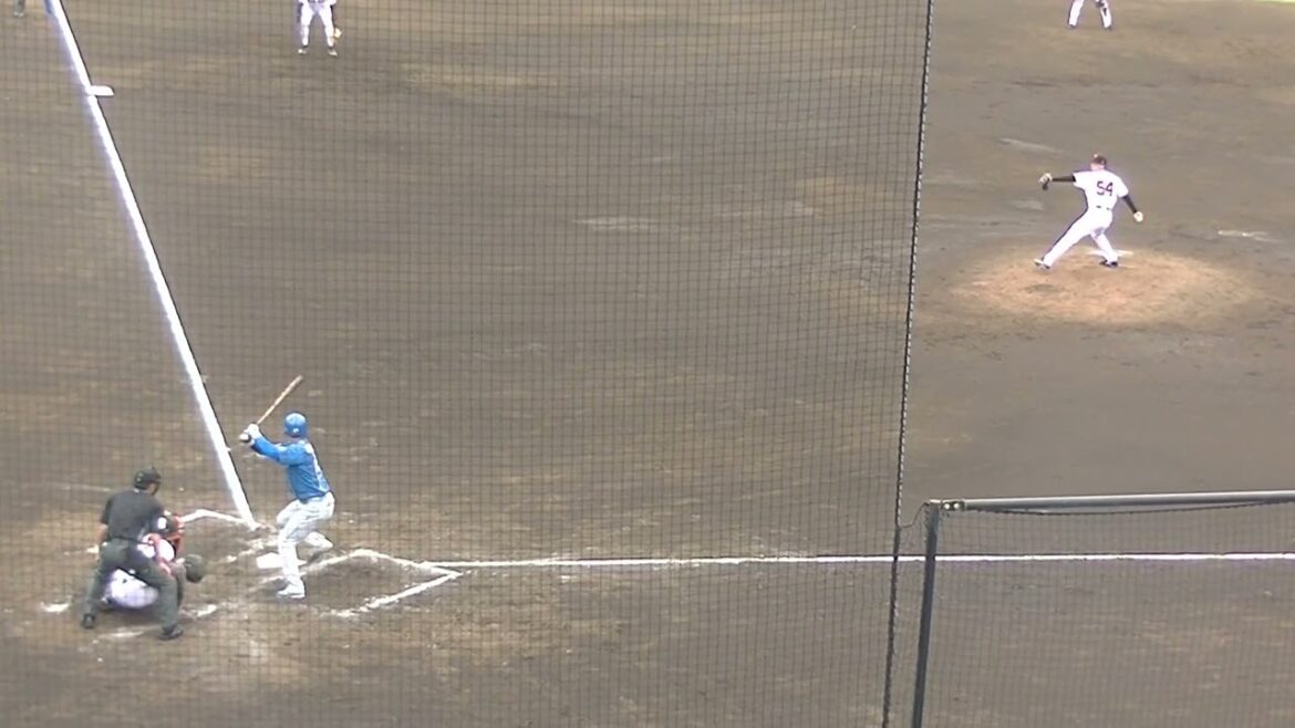 古川裕大を三振にとる直江大輔（2024年4月18日  読売ジャイアンツ対 日本ハムファイターズ 2軍）