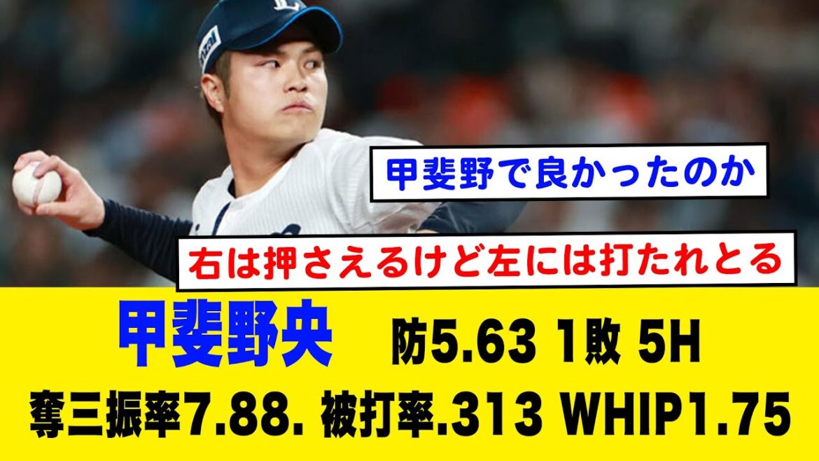 西武・甲斐野央さんの成績【野球の反応集 2chスレ 5chスレ なんJ】