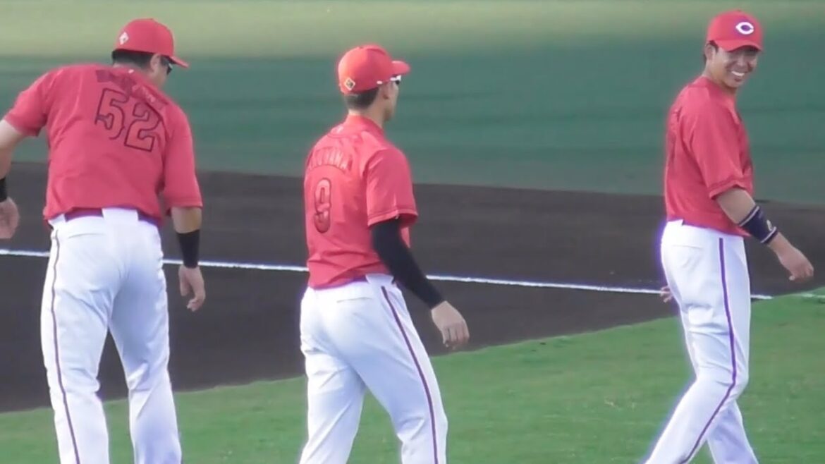 林晃汰合流、雰囲気いいね！坊っちゃんスタジアムでアップするカープナイン！2024年5月14日