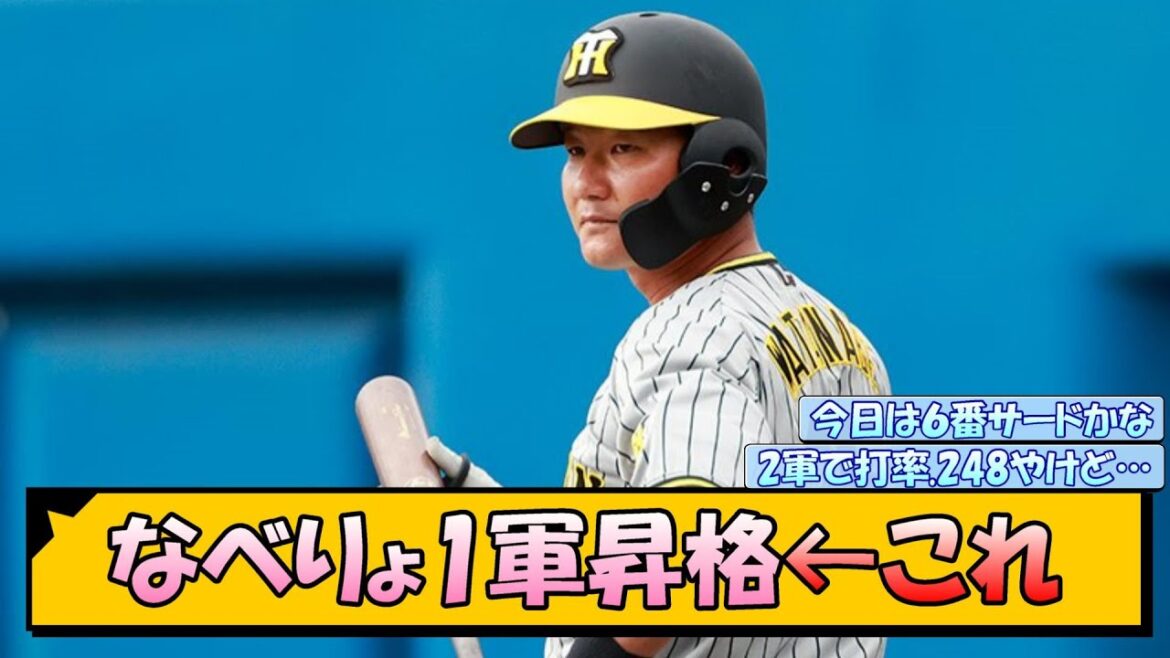 なべりょ1軍昇格←これ【なんJ/2ch/5ch/ネット 反応 まとめ/阪神タイガース/岡田監督/渡邉諒/佐藤輝明】