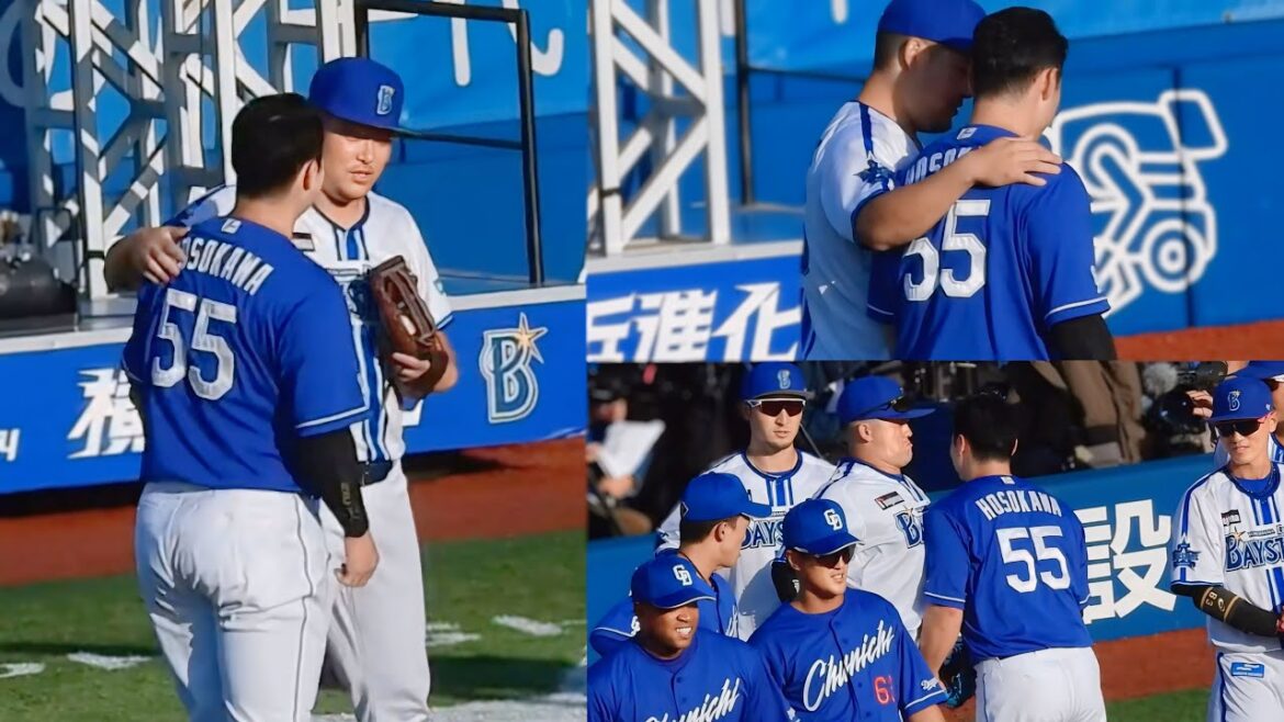 【久々再会】試合前に筒香に挨拶する細川成也。牧からはボディアタックで挨拶される 2024.5.17