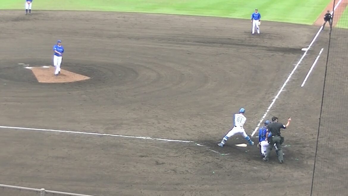 今川優馬がDeNA堀岡隼人よりヒットを放つ（2024年4月23日 日本ハムファイターズ対 横浜DeNAベイスターズ 2軍）