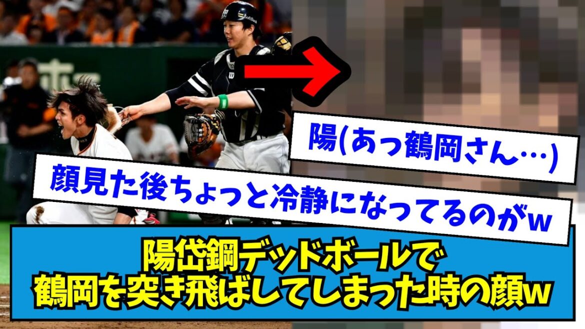 【あっﾂﾙｵｶｻﾝ...】陽岱鋼が頭部デッドボールで鶴岡を突き飛ばしてしまった時の顔wwwww【なんJ反応】