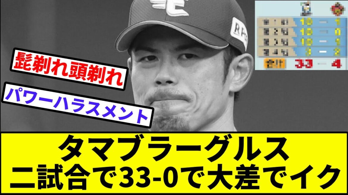 【楽天4点取れば...】タマブラーグルス、二試合で33-0で大差で逝く【なんJ反応】【プロ野球反応集】【2chスレ】【1分動画】【5chスレ】【楽天】【西武】【ソフトバンク】【ロッテ】【日ハム】