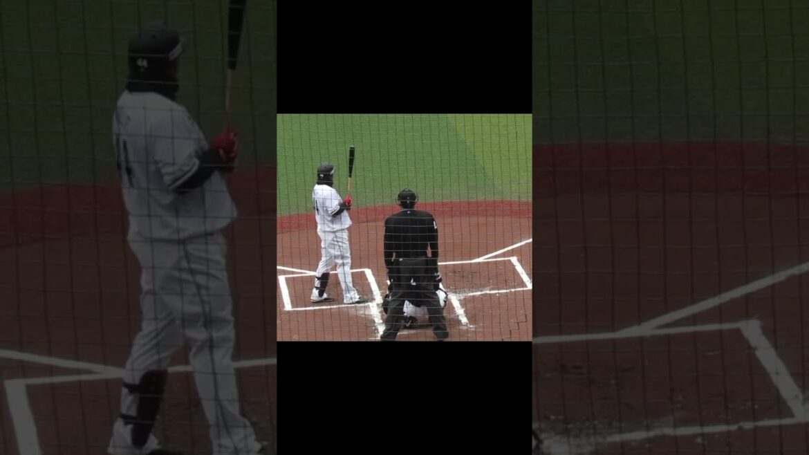 マリーンズ 井上晴哉のツーベース時のバッティングフォーム千葉ロッテマリーンズ対ソフトバンクホークス2024年3月8日