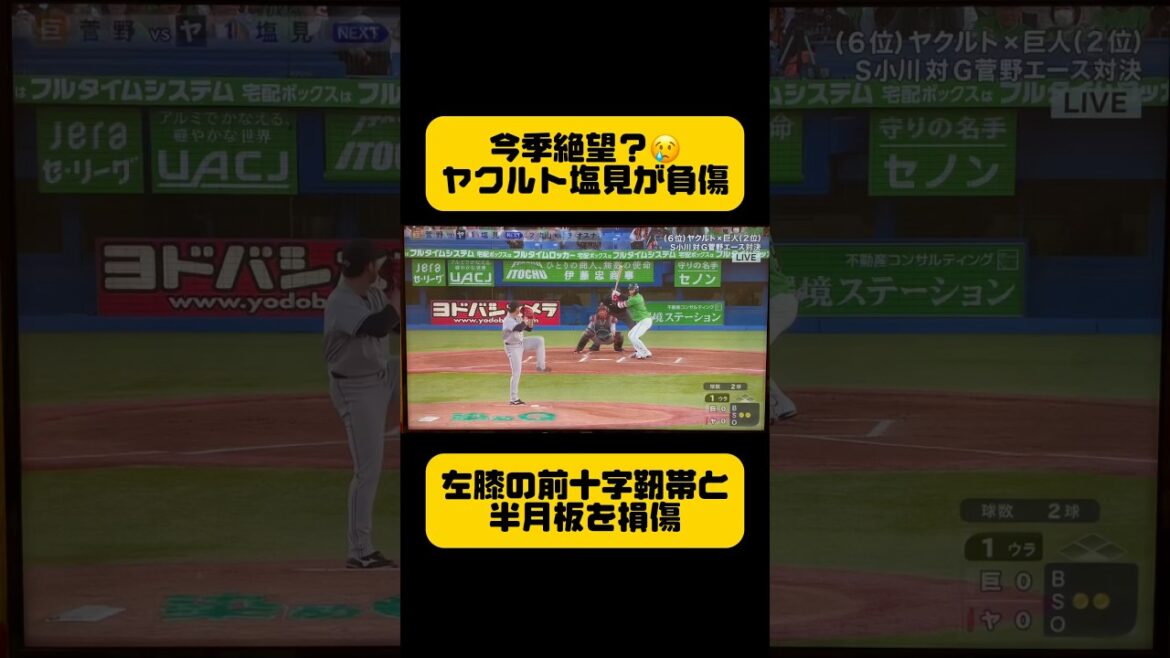 今季絶望⁉️【ヤクルト】塩見泰隆が1塁ベース上で転倒し負傷退場😢