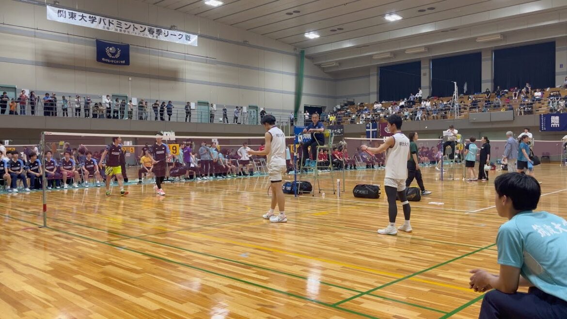 吉田翼・佐藤椎名(日本体育大学)vs宮下怜・栁川　蓮(明治大学)　【2024年度関東大学バドミントン春季リーグ戦】