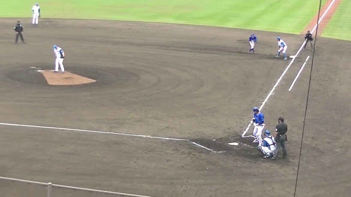 DeNA村川凪ヒットで神里和毅の場面 エラーで一気にホームへ（2024年4月23日 日本ハムファイターズ対 横浜DeNAベイスターズ 2軍）