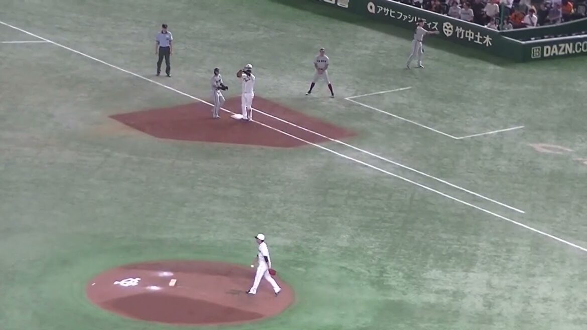 中山礼都をゲッツーに打ち取る西純矢〜読売ジャイアンツ対 阪神タイガース 2023年8月8日