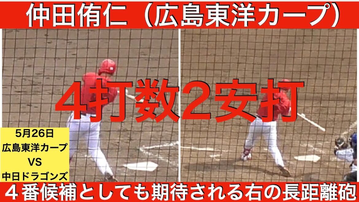 仲田侑仁（広島東洋カープ）4打数2安打
