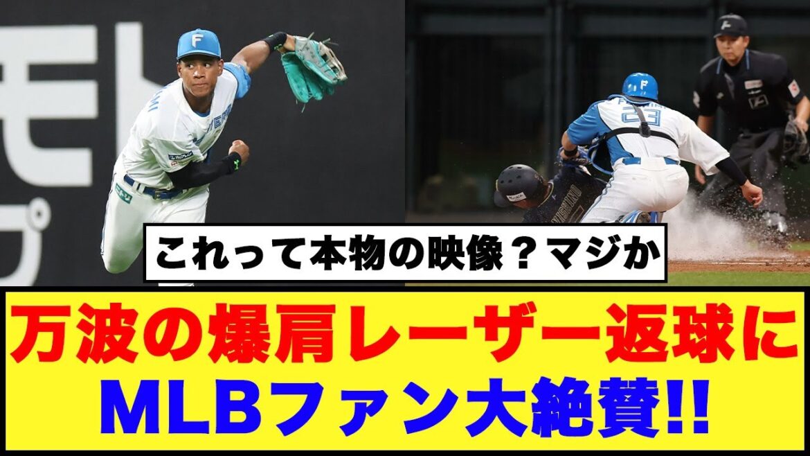 【日本ハム】万波の爆肩レーザー返球にMLBファン大絶賛!!【日本ハム反応集】【ネットの反応】#日本ハムファイターズ #万波中正 #メジャーリーグ #海外の反応