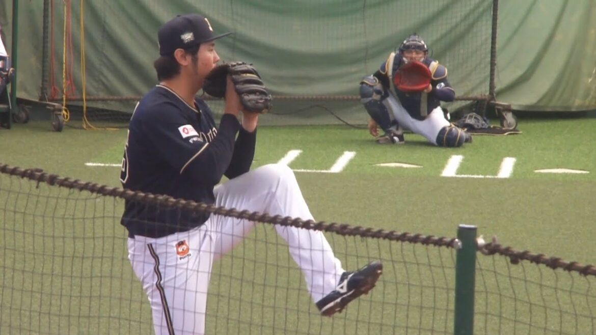 オリックス 鈴木博志が試合前にブルペンで投球練習　西武 vs オリックス　2024年5月26日(日) ベルーナドーム