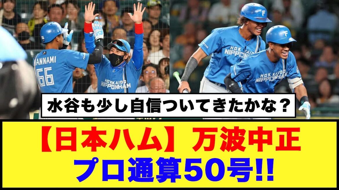 【日本ハム】万波中正プロ通算50号!!「１００本、２００本と積み重ねて」【日本ハム反応集】【ネットの反応】#日本ハムファイターズ #万波中正 #水谷瞬