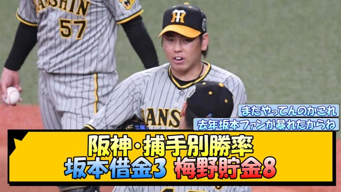 阪神・捕手別勝率 坂本借金3 梅野貯金8【なんJ/2ch/5ch/ネット 反応 まとめ/阪神タイガース/岡田監督】