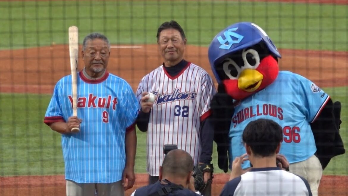 尾花高夫＆杉浦享ヤクルトレジェンドOBによる始球式 東京ヤクルトスワローズ 2024/05/30 交流戦