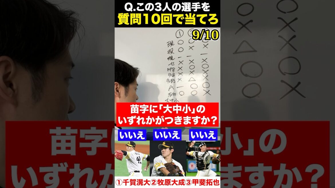 プロ野球アキネーター #千賀滉大 #牧原大成 #甲斐拓也 #プロ野球 #アキネーター