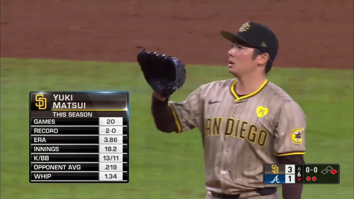 パドレス松井裕樹、4日ぶり登板で2者連続三振奪う !! 松井裕樹🇯🇵2点リードの6回に登板！