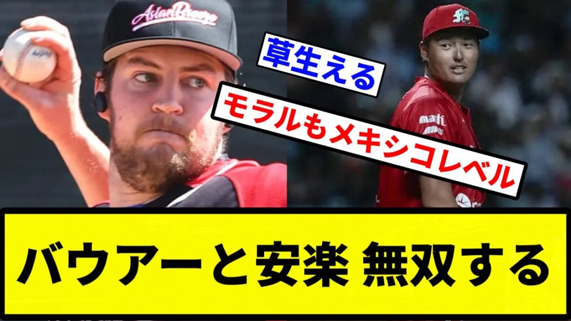 【寝すぎた】バウアーと安楽 無双する【プロ野球反応集】【1分動画】