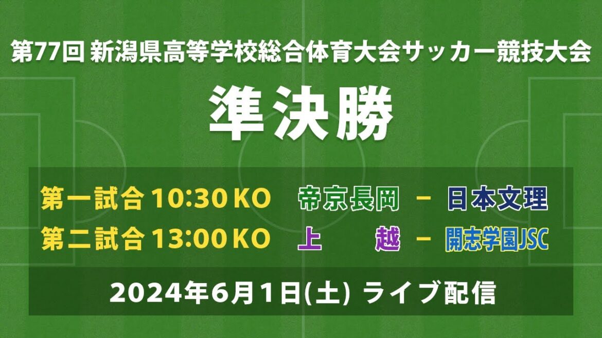 【ライブ】第77回 新潟県高等学校総合体育大会サッカー競技大会 準決勝【インターハイ】