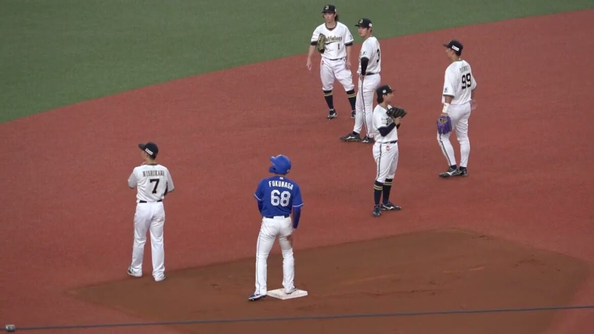 集まってリプレー映像を確認するオリックスの選手たち