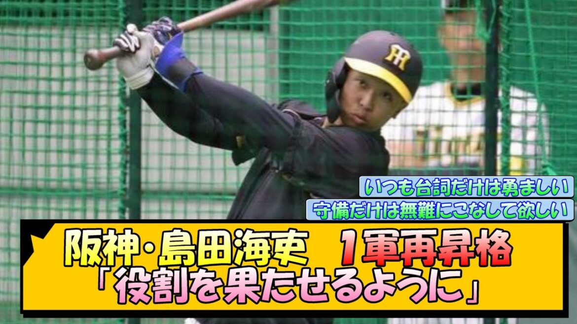 阪神・島田海吏 １軍再昇格「役割を果たせるように」【なんJ/2ch/5ch/ネット 反応 まとめ/阪神タイガース/岡田監督】